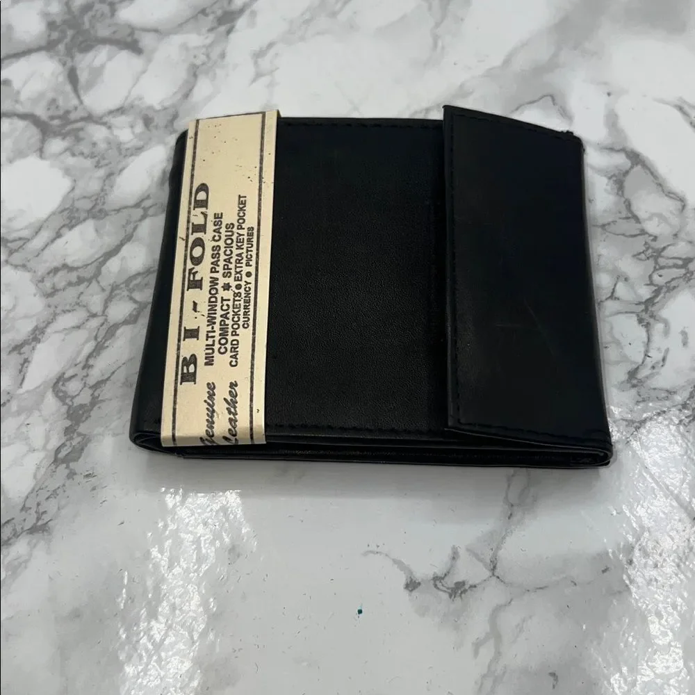 DELUX Genuine Black Leather Bifold Wallet-New!
